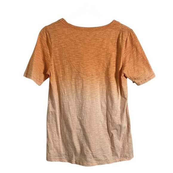 Chicos V Neck Tee Size 0 Small Orange Cream Ombre Cotton Modal Slub 570326966 - Picture 3 of 10